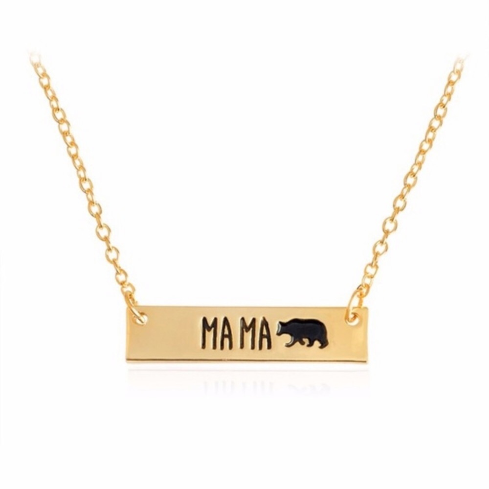 Beautiful New Mama Bear Gold Bar Necklace ❤️